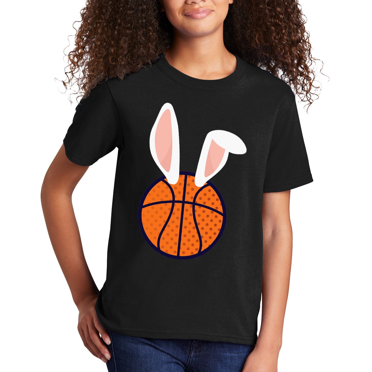 Basketball Easter Rabbit Bunny funny easter day Kids T-Shirt