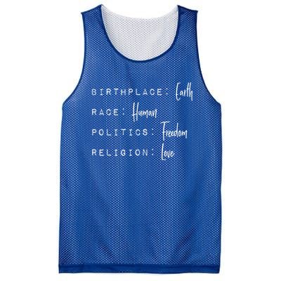 Birthplace Earth Race Hu Politics Freedom Religion Love Cute Gift Mesh Reversible Basketball Jersey Tank