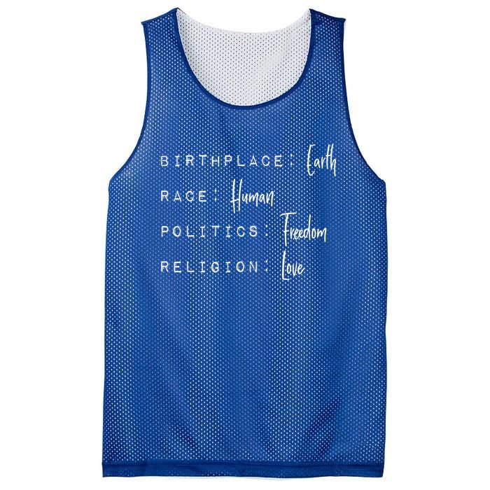 Birthplace Earth Race Hu Politics Freedom Religion Love Cute Gift Mesh Reversible Basketball Jersey Tank