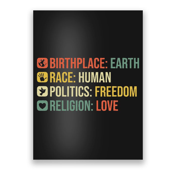 Birthplace Earth Race Human Politics Freedom Religion Love Poster