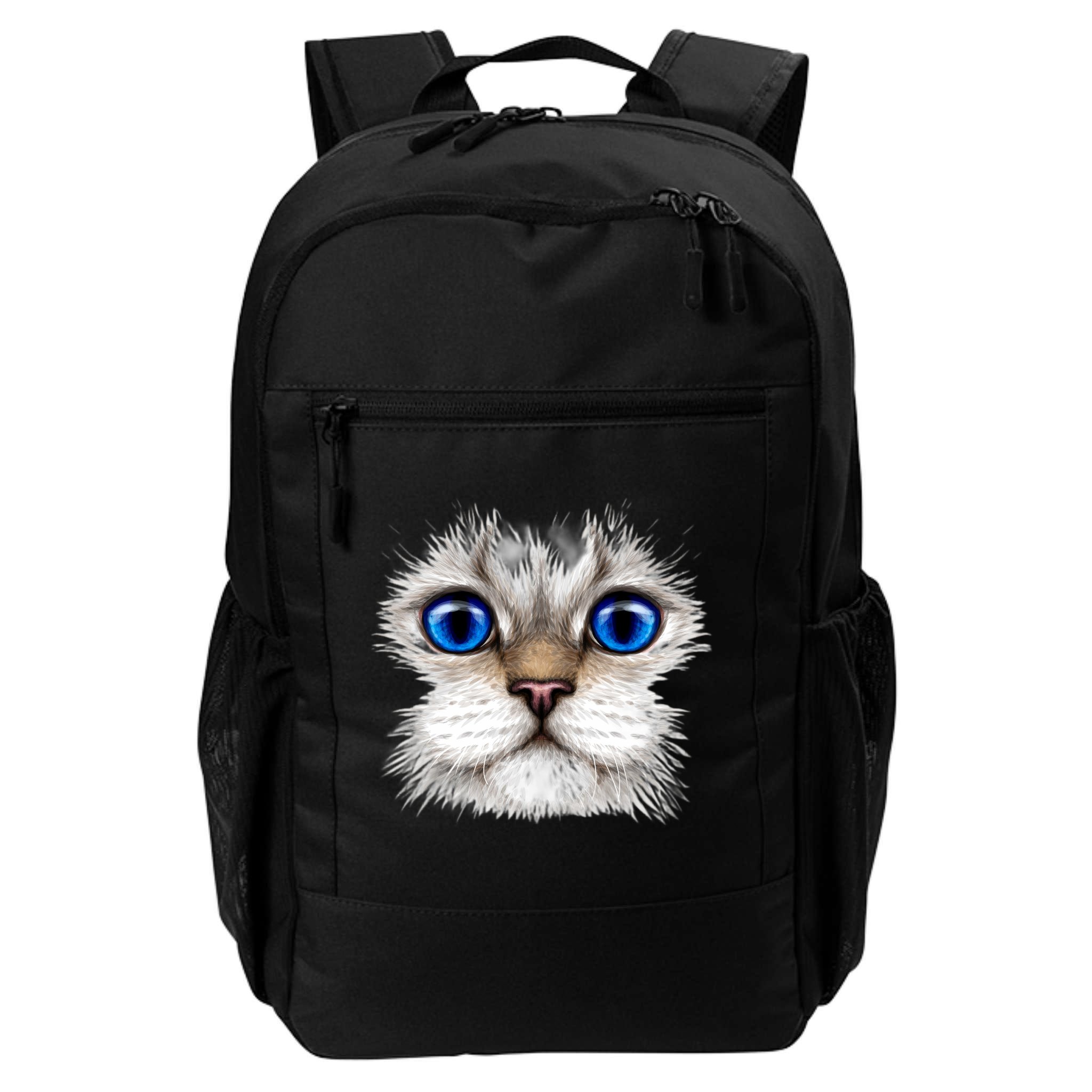 Blue Eyed Realistic Cat Face Backpack