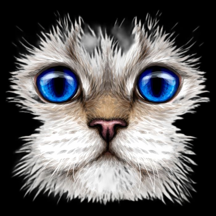 Blue Eyed Realistic Cat Face Drawstring Bag