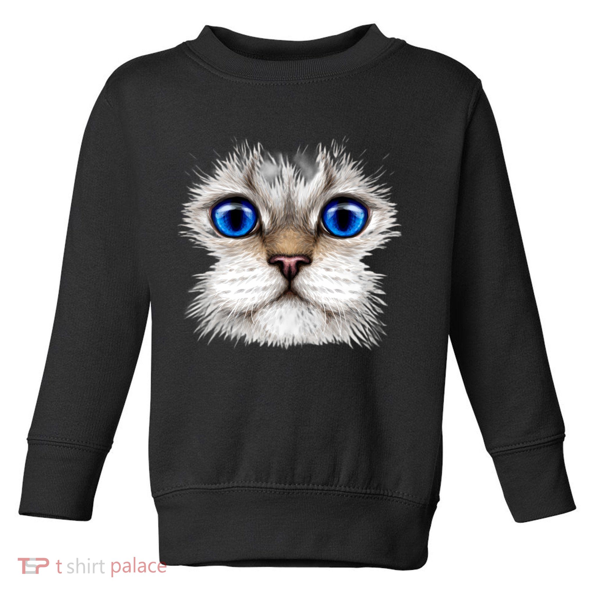 Blue Eyed Realistic Cat Face Toddler Sweatshirt