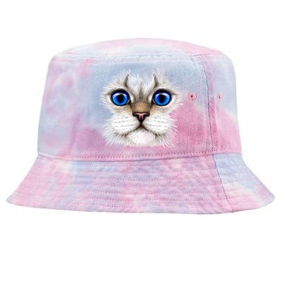 Blue Eyed Realistic Cat Face Tie-Dyed Bucket Hat