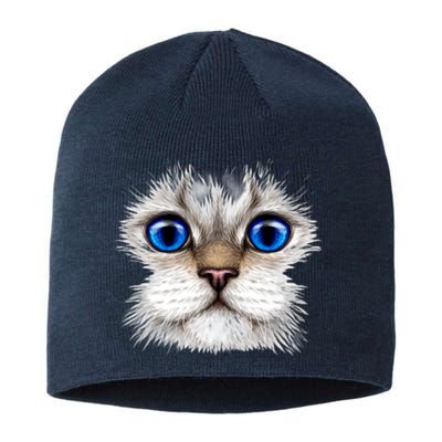 Blue Eyed Realistic Cat Face Sustainable Beanie