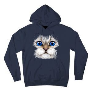 Blue Eyed Realistic Cat Face Tall Hoodie