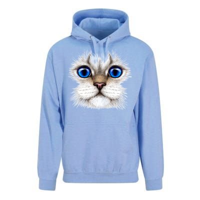 Blue Eyed Realistic Cat Face Unisex Surf Hoodie