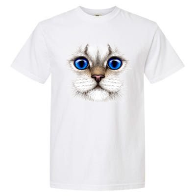 Blue Eyed Realistic Cat Face Garment-Dyed Heavyweight T-Shirt