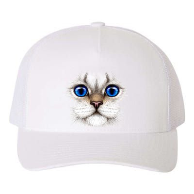 Blue Eyed Realistic Cat Face Yupoong Adult 5-Panel Trucker Hat