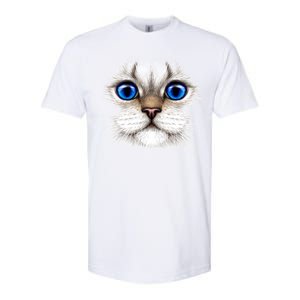 Blue Eyed Realistic Cat Face Softstyle CVC T-Shirt