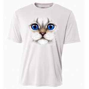 Blue Eyed Realistic Cat Face Cooling Performance Crew T-Shirt