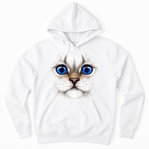 Blue Eyed Realistic Cat Face Hoodie