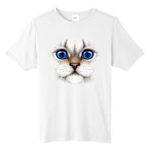 Blue Eyed Realistic Cat Face Tall Fusion ChromaSoft Performance T-Shirt