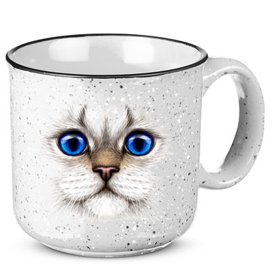 Blue Eyed Realistic Cat Face 15oz Campfire Ceramic Mug