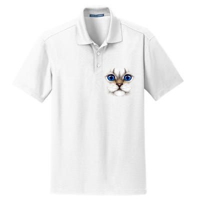 Blue Eyed Realistic Cat Face Dry Zone Grid Polo