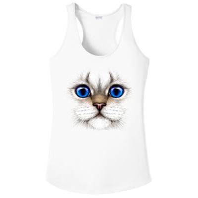 Blue Eyed Realistic Cat Face Ladies PosiCharge Competitor Racerback Tank