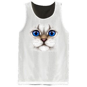 Blue Eyed Realistic Cat Face Mesh Reversible Basketball Jersey Tank