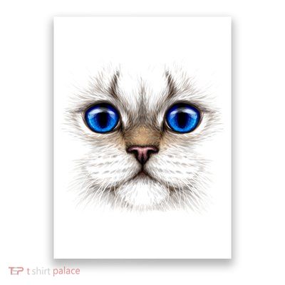 Blue Eyed Realistic Cat Face Poster
