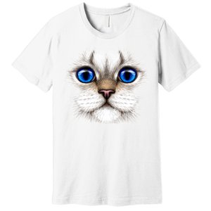 Blue Eyed Realistic Cat Face Premium T-Shirt