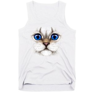 Blue Eyed Realistic Cat Face Tank Top