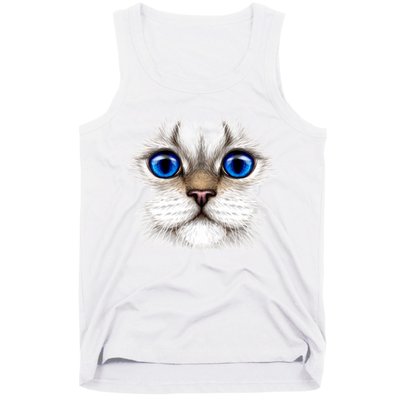 Blue Eyed Realistic Cat Face Tank Top