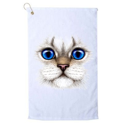 Blue Eyed Realistic Cat Face Golf Towel