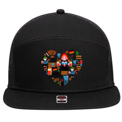 Berlin Oktoberfest Heart 7 Panel Mesh Trucker Snapback Hat