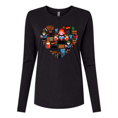 Berlin Oktoberfest Heart Womens Cotton Relaxed Long Sleeve T-Shirt