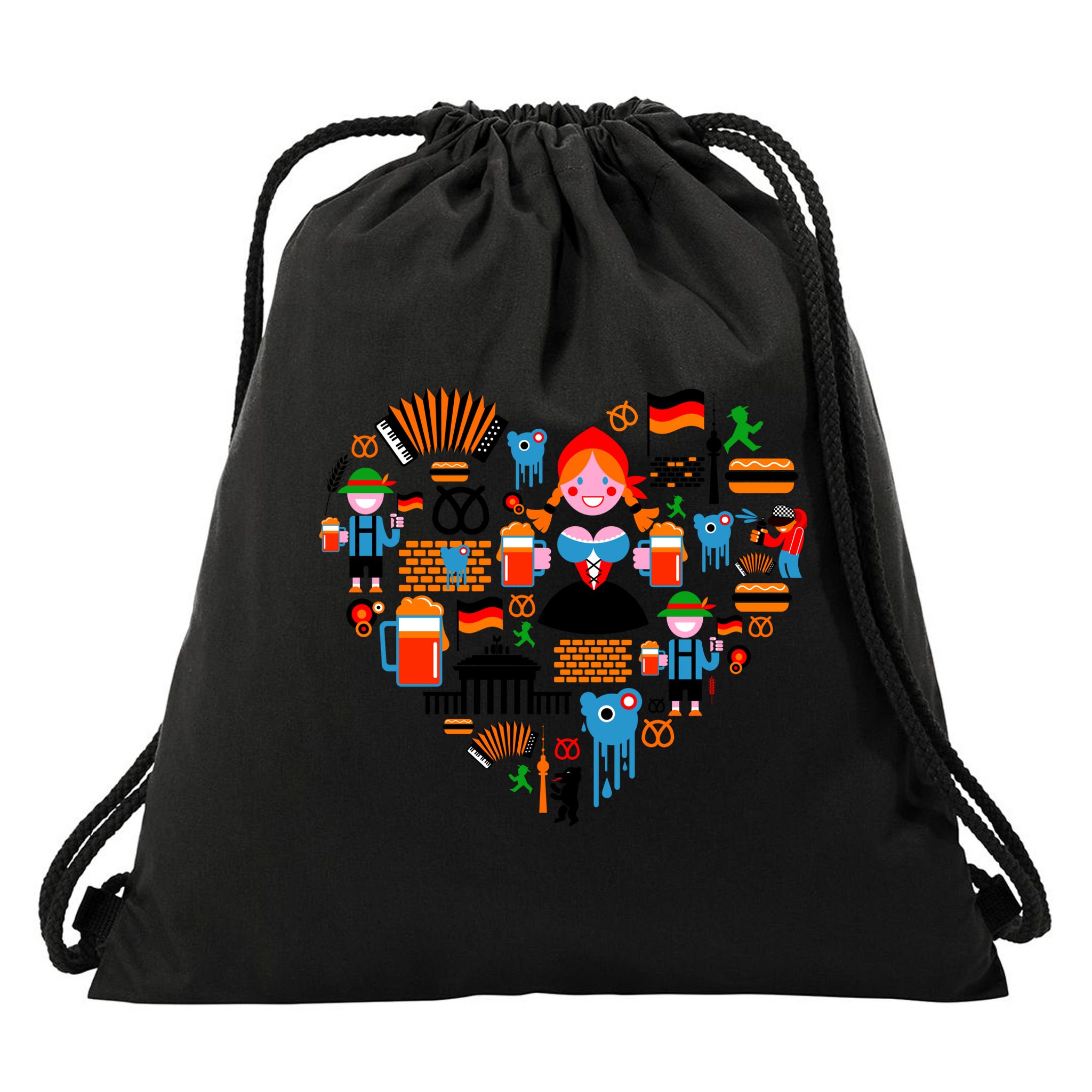 Berlin Oktoberfest Heart Drawstring Bag