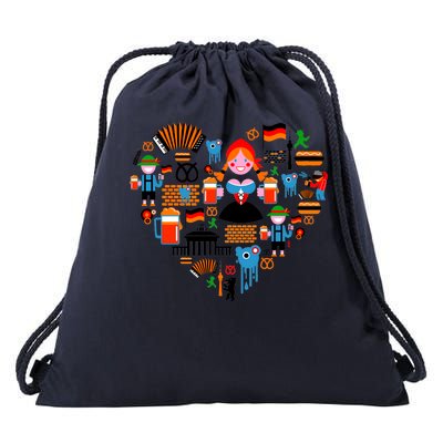 Berlin Oktoberfest Heart Drawstring Bag