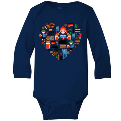 Berlin Oktoberfest Heart Baby Long Sleeve Bodysuit