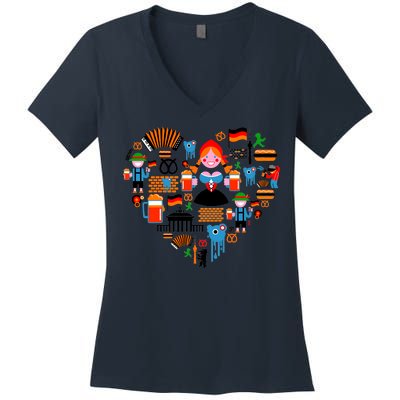 Berlin Oktoberfest Heart Women's V-Neck T-Shirt