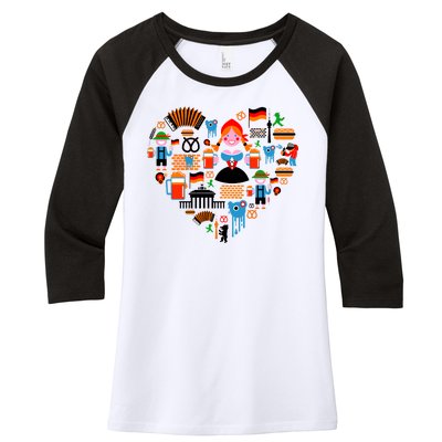 Berlin Oktoberfest Heart Women's Tri-Blend 3/4-Sleeve Raglan Shirt