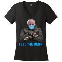 Bernie Mittens Bernie Sanders Feel The Bern Inauguration Day Women's V-Neck T-Shirt