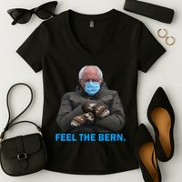 Bernie Mittens Bernie Sanders Feel The Bern Inauguration Day Women's V-Neck T-Shirt