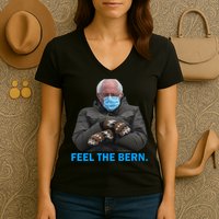 Bernie Mittens Bernie Sanders Feel The Bern Inauguration Day Women's V-Neck T-Shirt