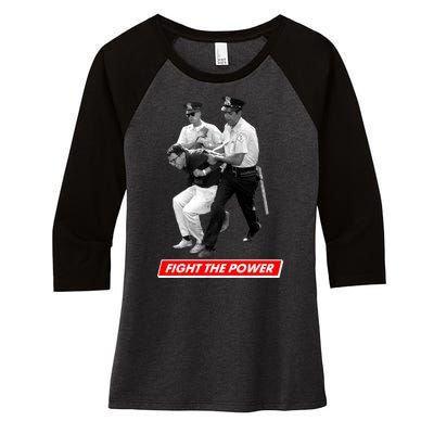 Bernie Sanders Fight The Power Women's Tri-Blend 3/4-Sleeve Raglan Shirt