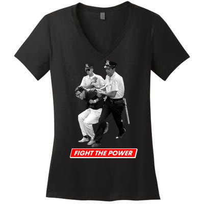 Bernie Sanders Fight The Power Women's V-Neck T-Shirt