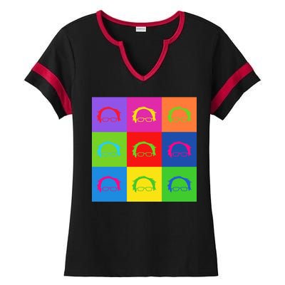 Bernie Sanders Hair Minimalist Pop Art Ladies Halftime Notch Neck Tee