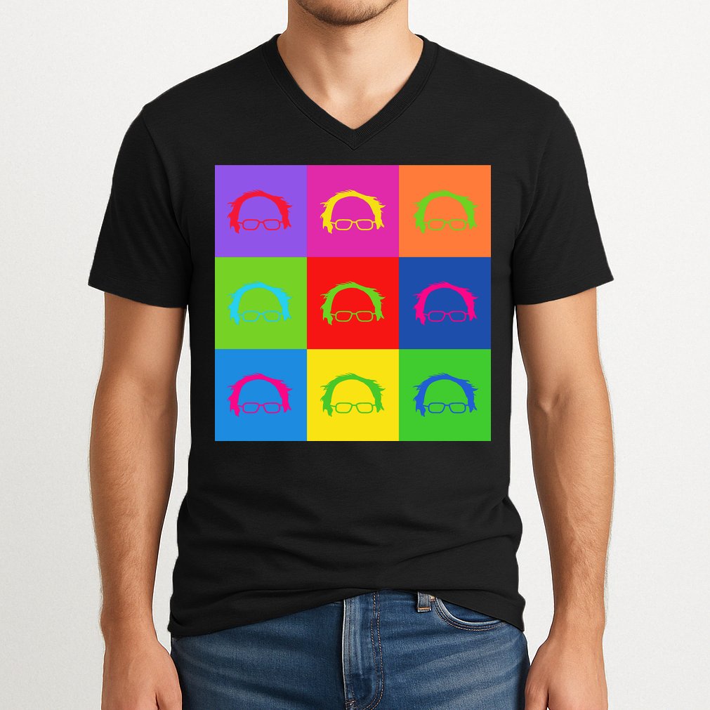 Bernie Sanders Hair Minimalist Pop Art V-Neck T-Shirt