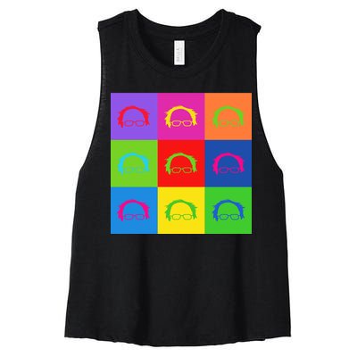 Bernie Sanders Hair Minimalist Pop Art Women's Racerback Cropped Tank