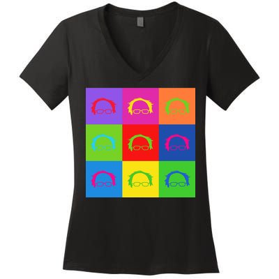 Bernie Sanders Hair Minimalist Pop Art Women's V-Neck T-Shirt