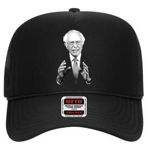 Bernie Sanders Hands Black and White Portrait High Crown Mesh Back Trucker Hat