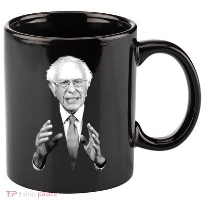 Bernie Sanders Hands Black and White Portrait 11oz C Handle Ceramic Mug