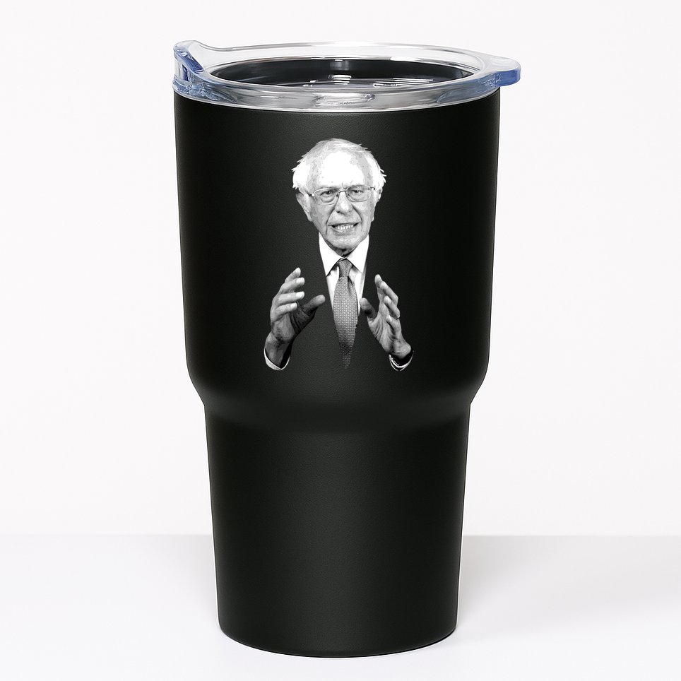 Bernie Sanders Hands Black and White Portrait Tumbler
