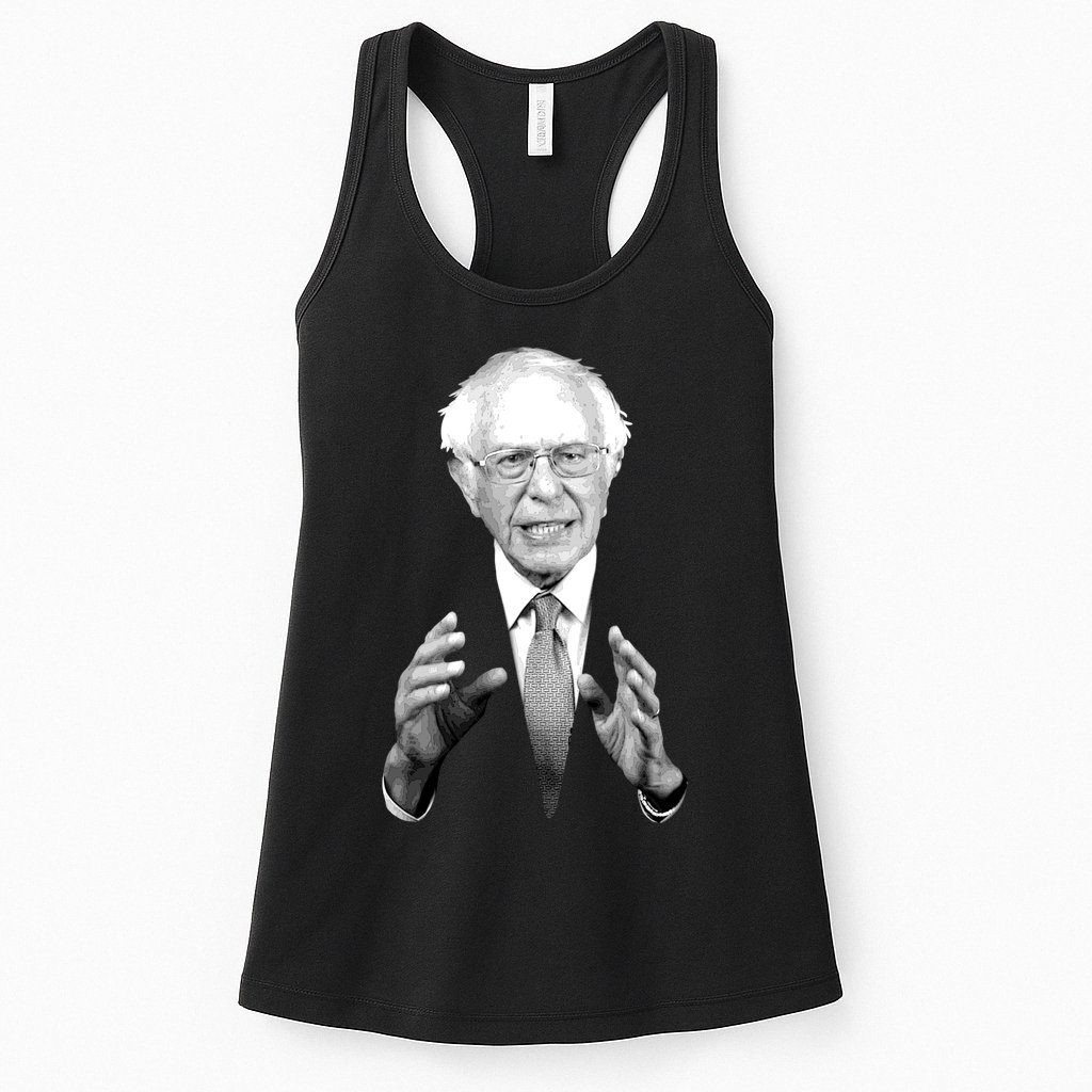 Bernie Sanders Hands Black and White Portrait Womens Tank Top