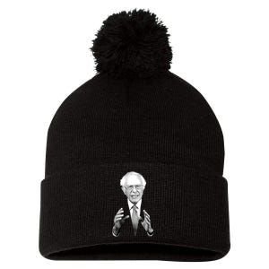 Bernie Sanders Hands Black and White Portrait Pom Pom 12in Knit Beanie