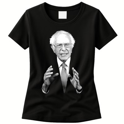 Bernie Sanders Hands Black and White Portrait Womens T-Shirt