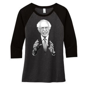 Bernie Sanders Hands Black and White Portrait Women's Tri-Blend 3/4-Sleeve Raglan Shirt