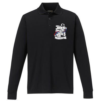 Bernie Sanders Invest In Jobs Performance Long Sleeve Polo